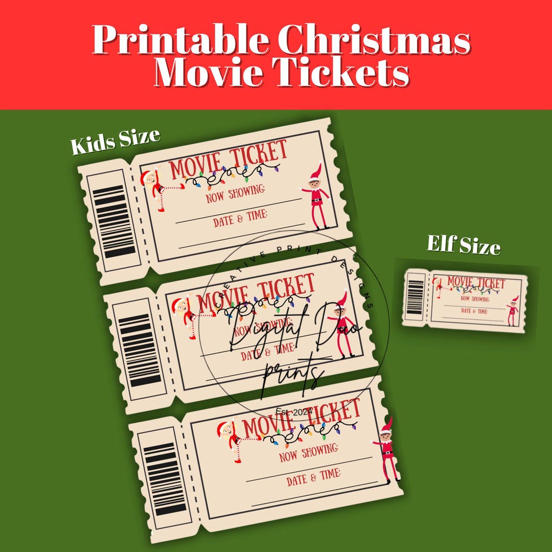 Christmas Movie Night Tickets Printable Movie Night Tickets Christmas