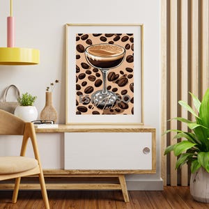 Espresso Martini Art Print | Bold Coffee Cocktail Wall Decor | Modern Bar Art