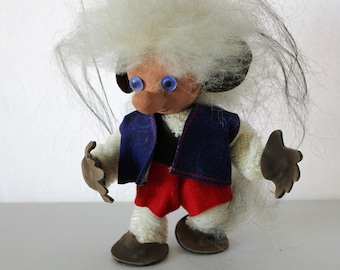 Atelier Fauni Finland Troll Doll, Hiski Handmade, Vintage 1960s, 7" Tall