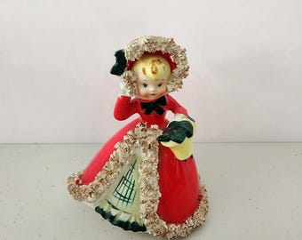 Norcrest Christmas Girl With Basket China Figurine