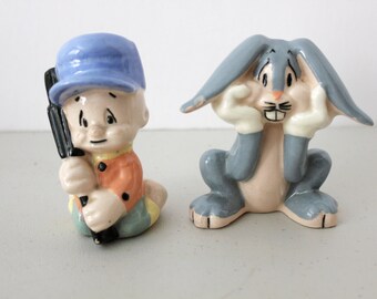 1940s Shaw & Co Elmer Fudd Bugs Bunny Figurines, Vintage Figures