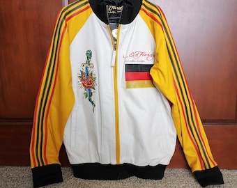Ed Hardy Christian Audigier Germany Leather Track Jacket, Large, NWT, New w/ Tag