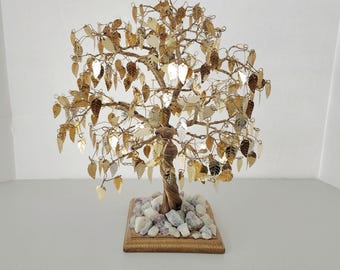 Gold Leaf Leaves Dream Tree, Large and Sturdy, Vintage Mid Century 1960s, Metal Art