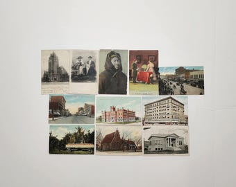 Lot of 11 North Yakima Washington RPPC Postcards, Street Scenes, Buildings,