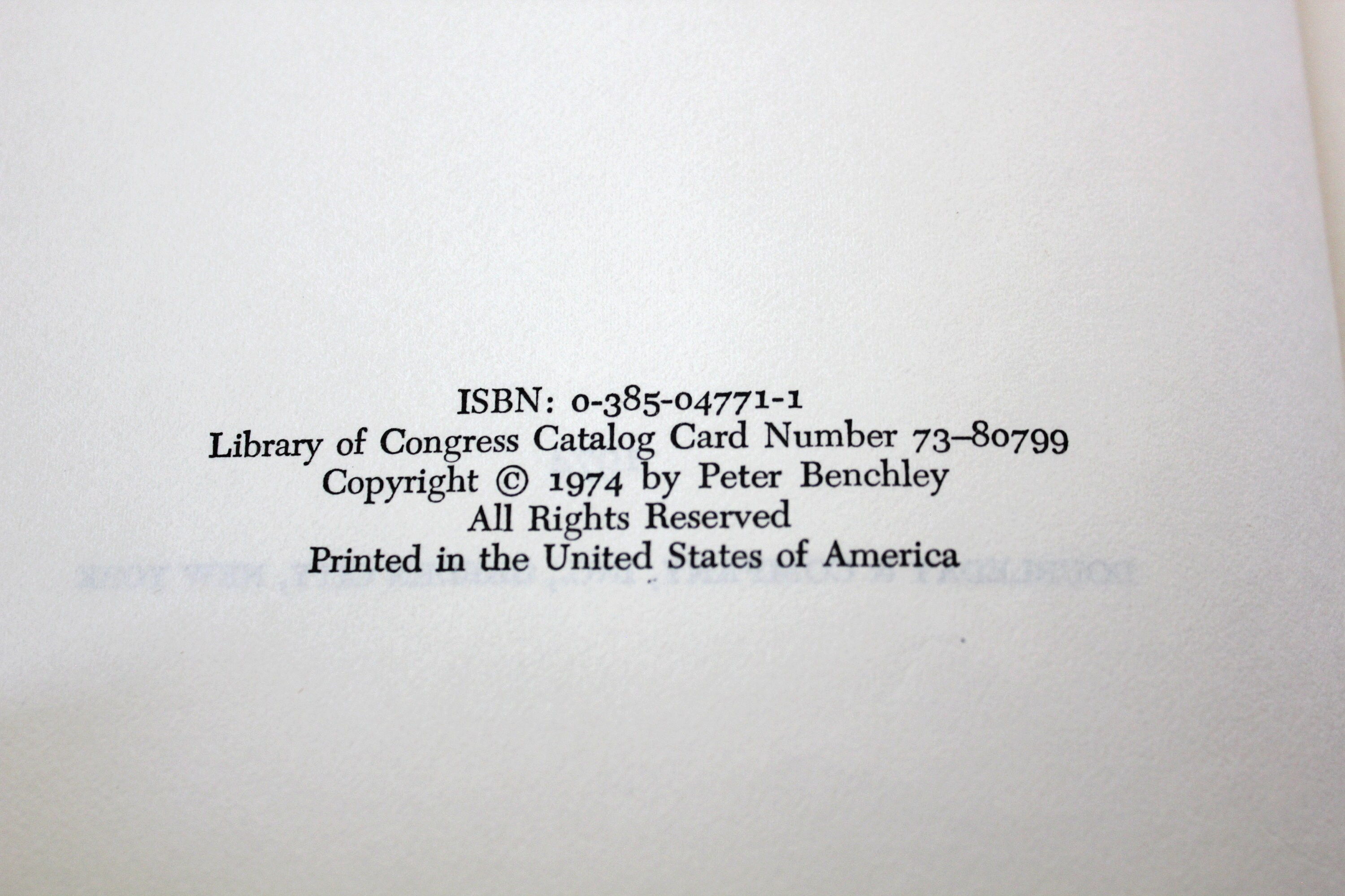 Jaws 1974 1st Edition Book, Peter Benchley, Novel, HB DJ, Doubleday