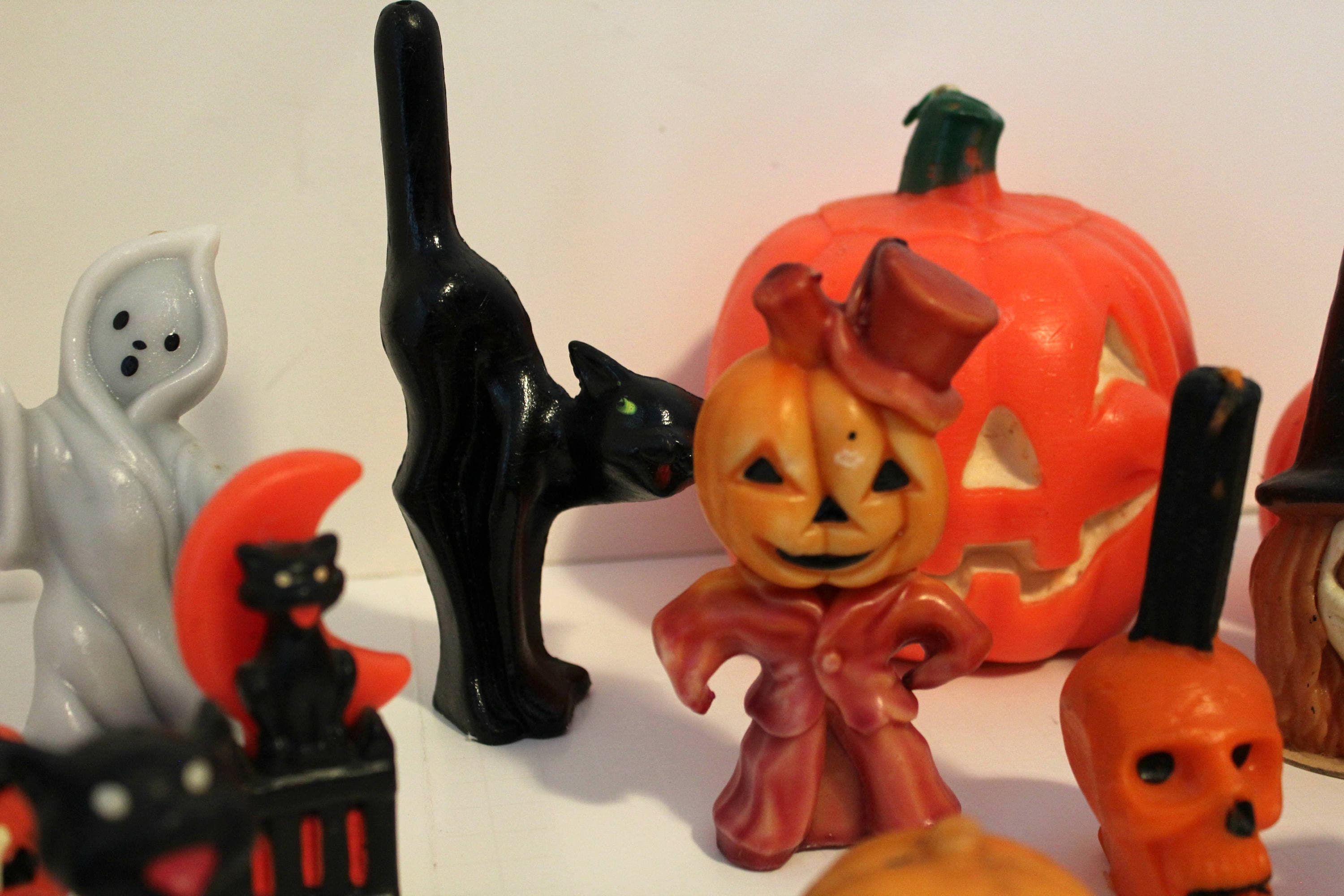19 Vintage Halloween Gurley Candles, Witch, Pumpkins, Ghost, Skull