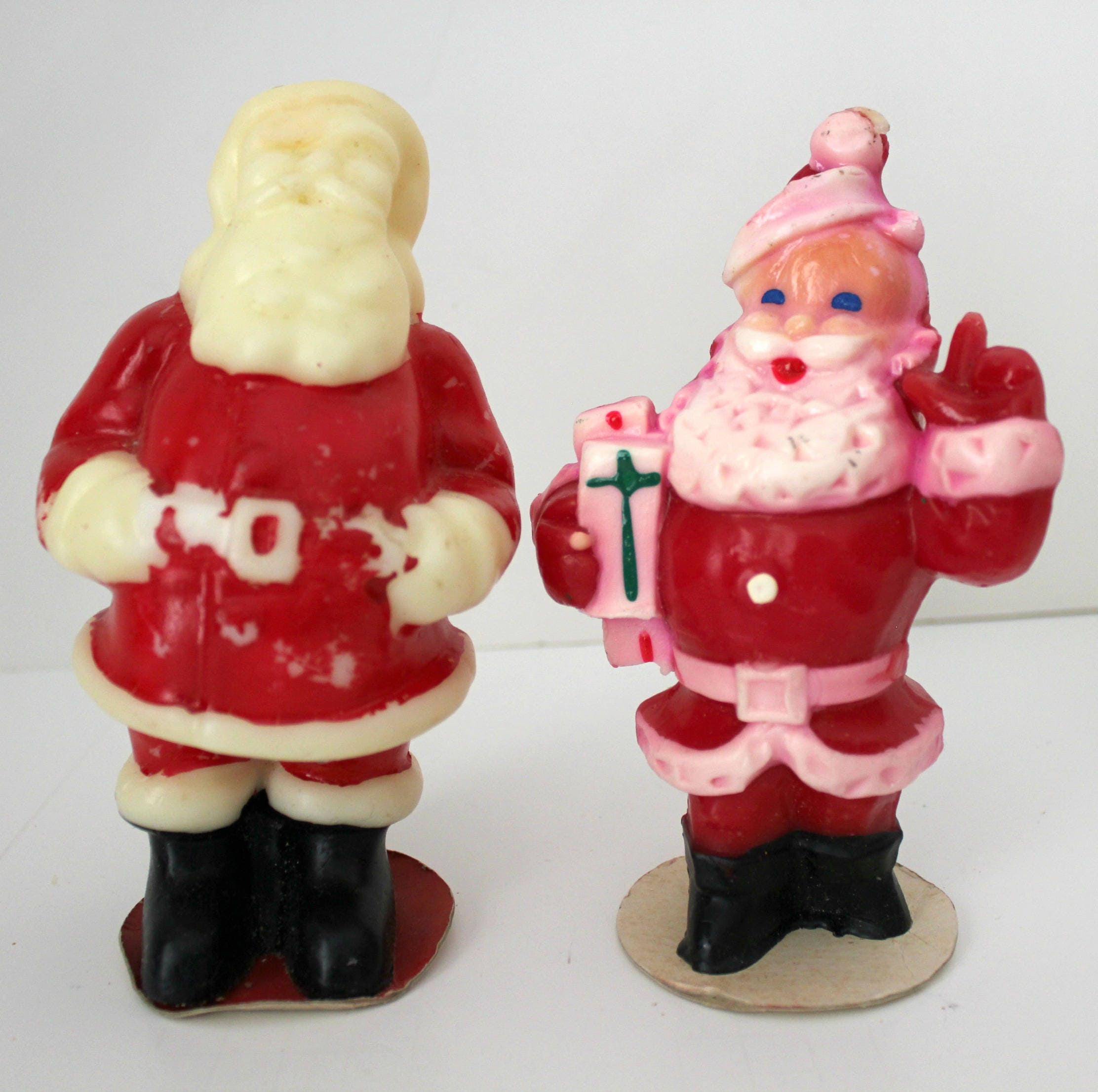 6 Vintage Large Santa Claus Gurley Tavern Christmas Candles