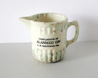 Alanreed Gin Small Pitcher Creamer, Texas, L. H. Earthman, Vintage Advertising Spongeware