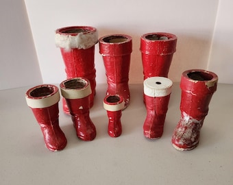 Vintage Lot of 8 Santa Boot Candy Containers Papier-mâché