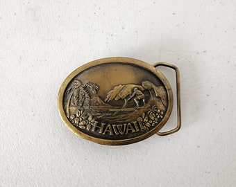 1977 Hawaii Surfing Belt Buckle, Vintage Surfer, Indiana Metal Craft