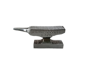 Grand Coulee Dam Wash. Washington State Mini Anvil Souvenir, Miniature, Vintage 1950s, Steel From Dam