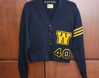 1940 U of W University of Washington Letterman Sweater, Women's Small Size, UW