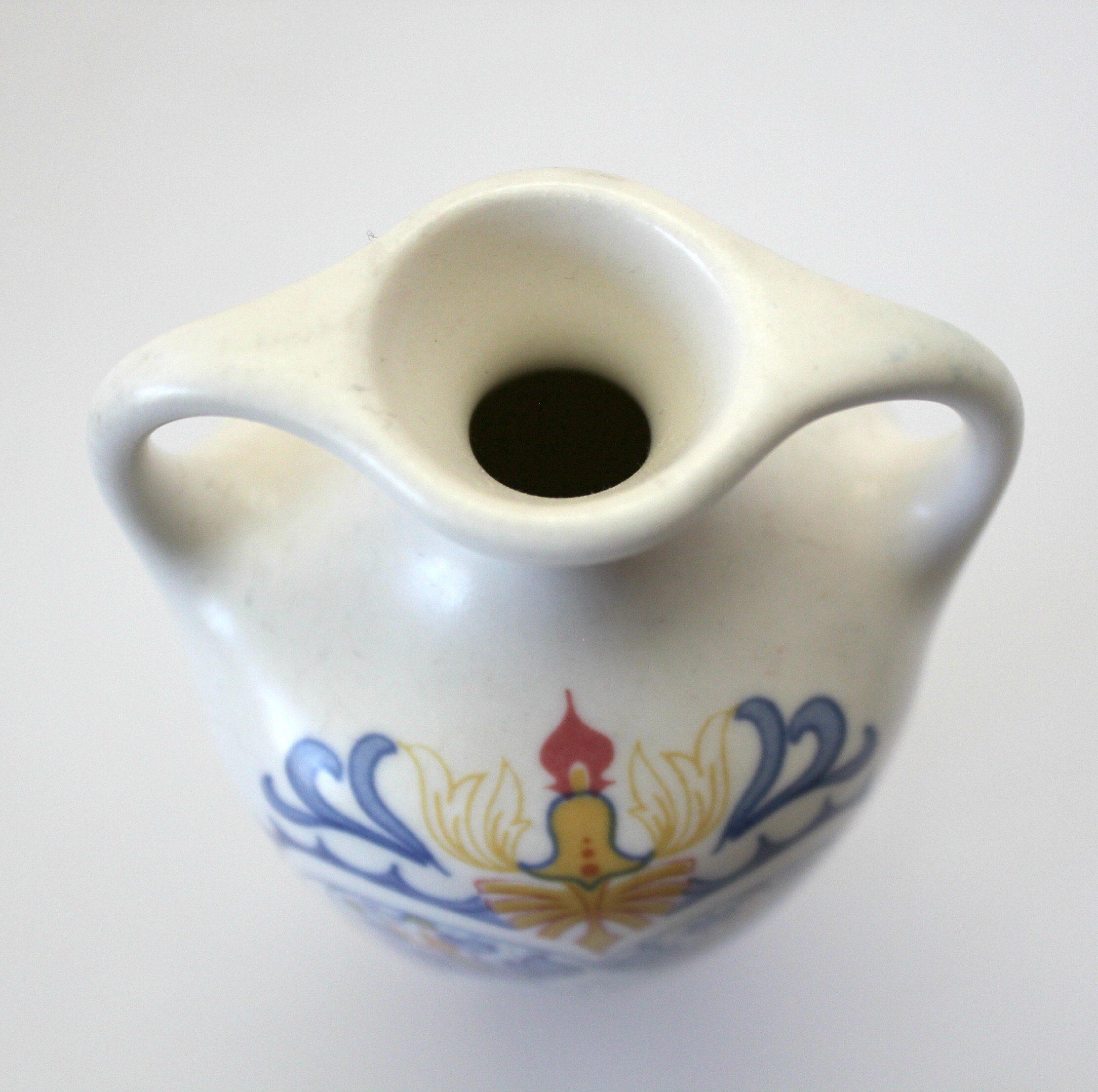 Royal Goedewaagen Amata Small Urn Vase Two Handles Blue White Art Nouveau