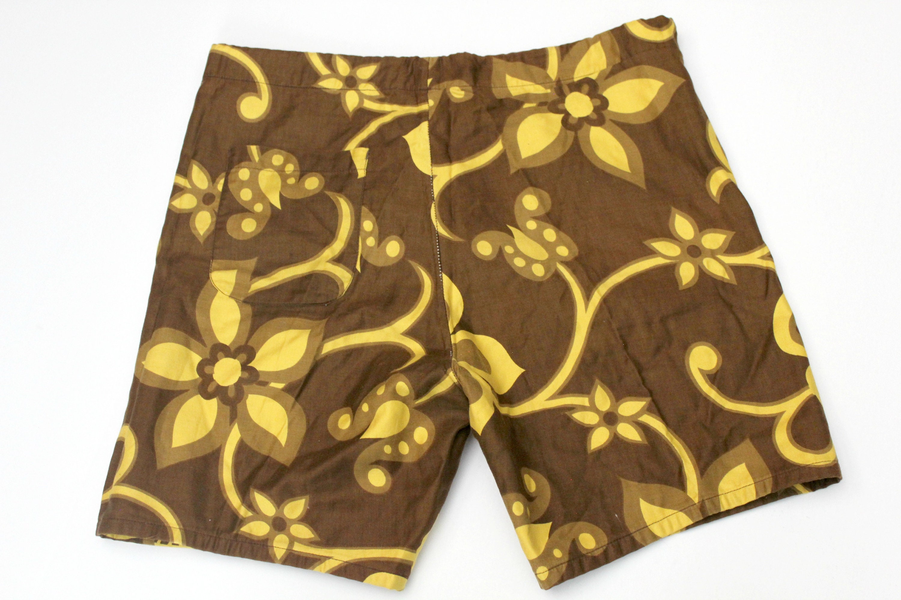 Vintage Hawaiian Holiday Sportswear Baggies Swim Trunks Shorts Brown ...