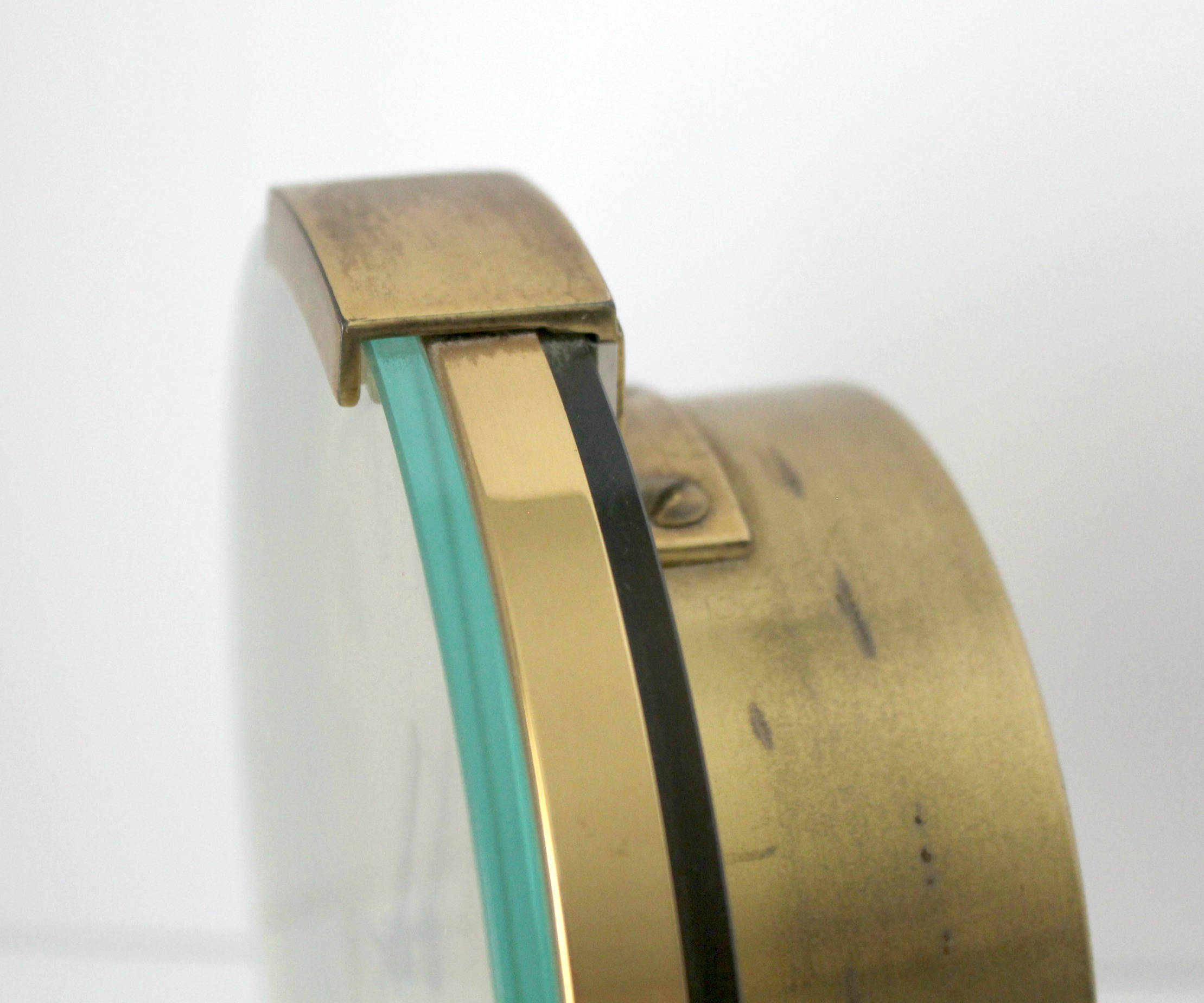 Vintage Westclox Oracle Round Mantel Shelf Clock, Model SE6, 1940s Electric Brass Desk Clock