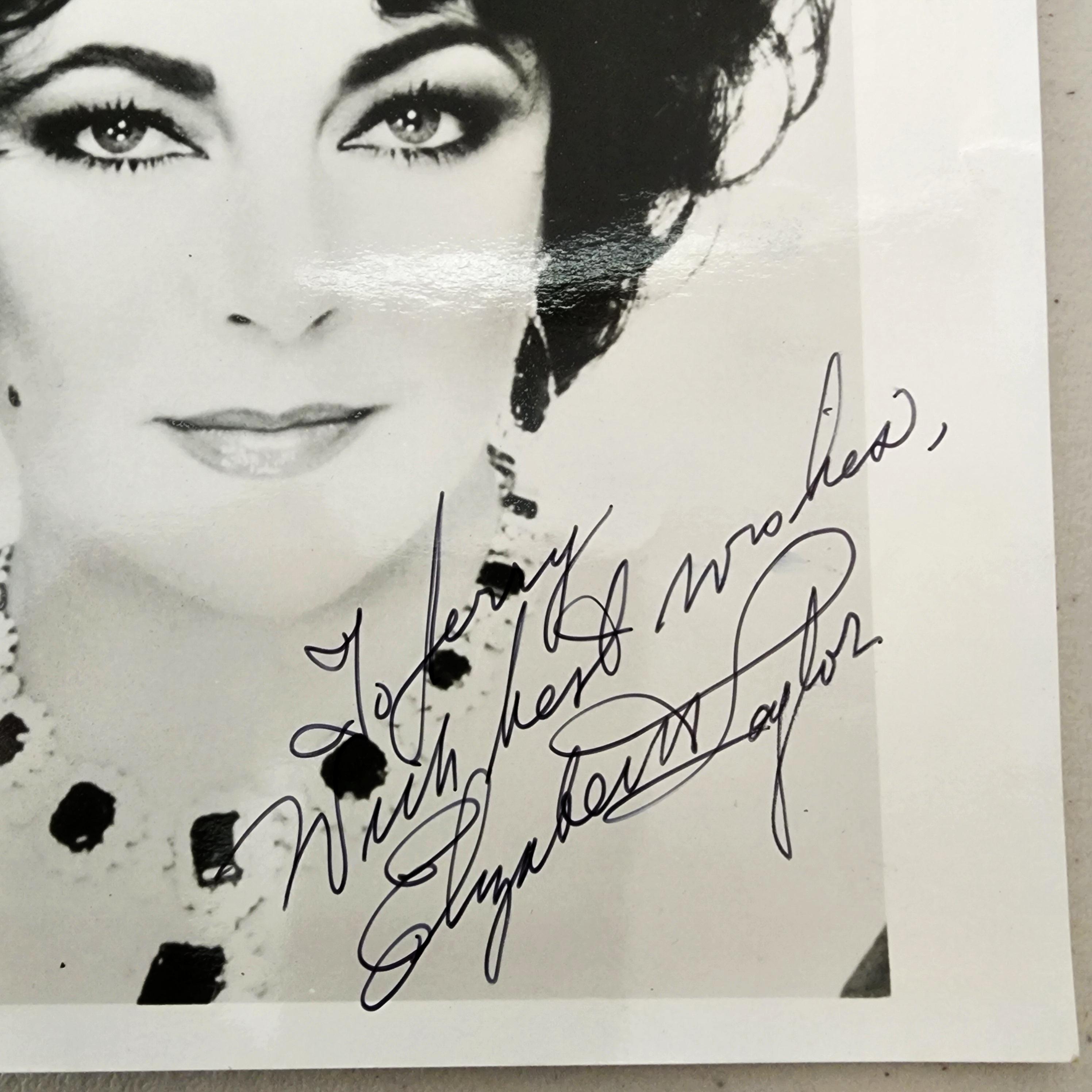Elizabeth Taylor Signed Autographed 8x10 Photo Black White