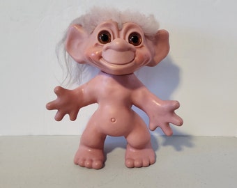 1960s Large Dam Things Troll with Pink Hair 11.5" Tall