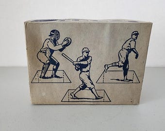 Vintage Egg Carton Box, One Dozen 1940s, W/ Baseball Player Paper Dolls, Standing Figures