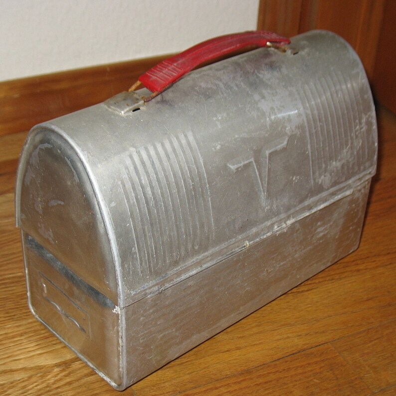 Vintage Aluminum Thermos Lunch box Lunchbox Industrial Dome Etsy