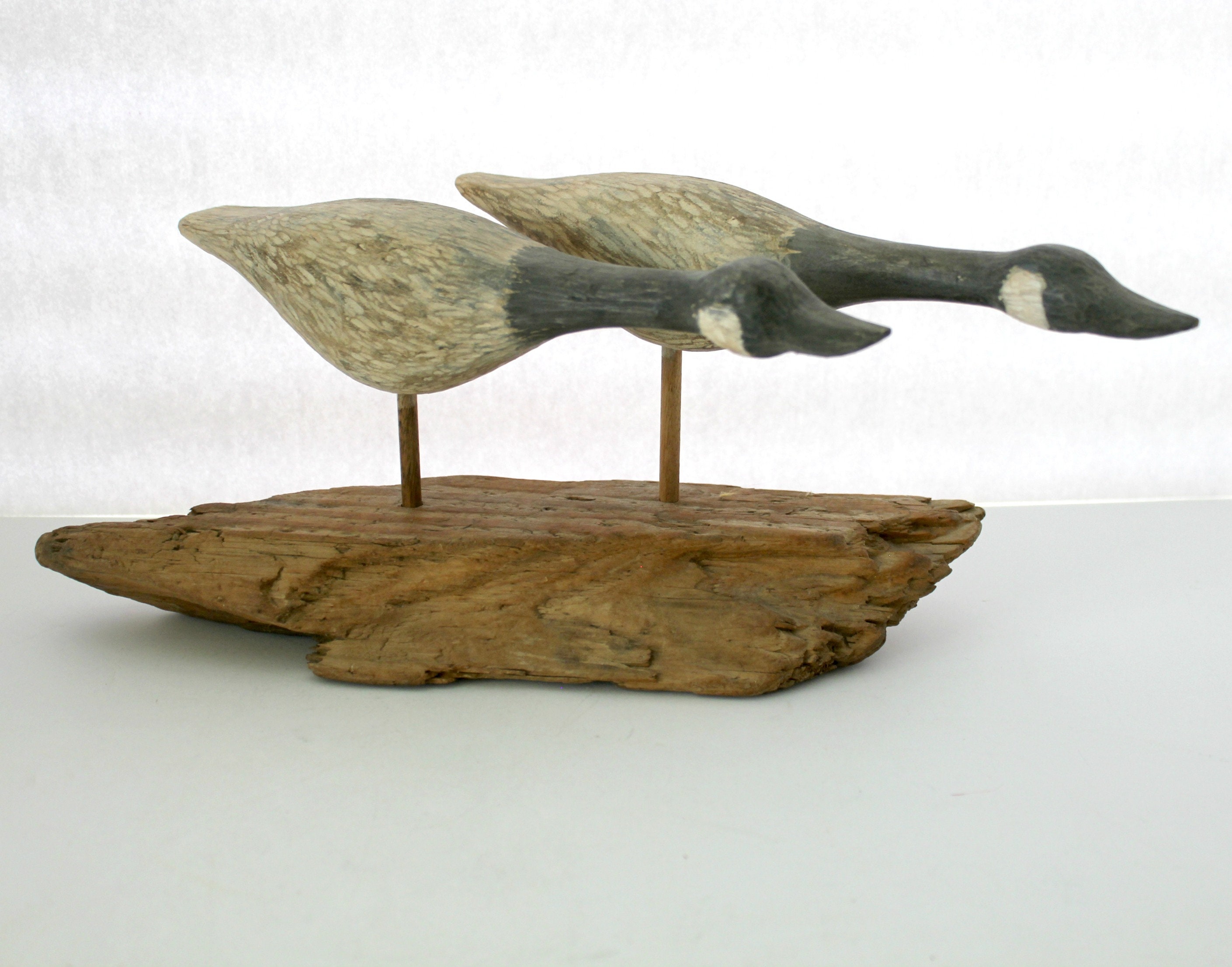 Canadian Geese Wood Carving, 2006 H. J. Griolite Signed, Nature Wood