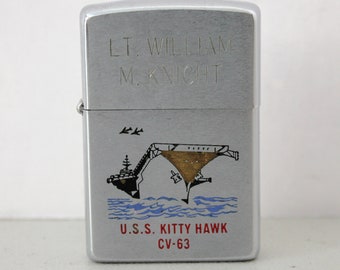 Zippo 1973 Lighter, USS Kitty Hawk Navy Aircraft Carrier, Officer Gift, Vintage