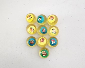 Lot of 10 Hanna Barbera Cartoon Character Super Balls, Flintstones Fred Barney, Mr Jinks, Top Cat and More