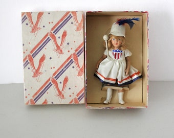 1940s Composition Victory Doll WWII Patriotic Majorette