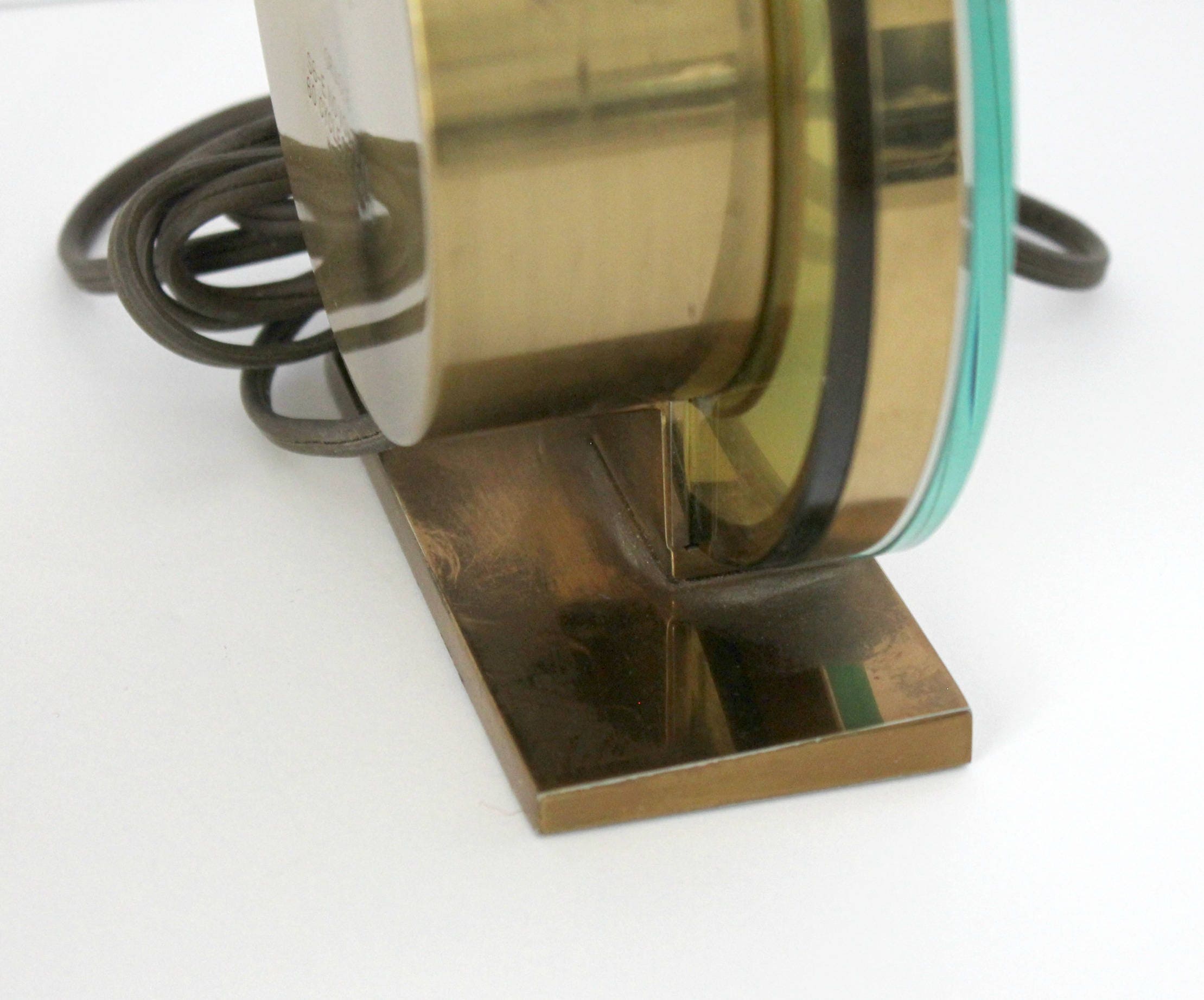 Vintage Westclox Oracle Round Mantel Shelf Clock, Model SE6, 1940s Electric Brass Desk Clock