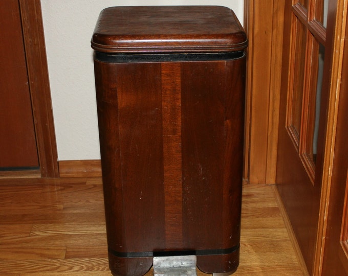 Waterfall Hamilton Trash Can Garbage Bin Vintage Wood Step Lid Etsy