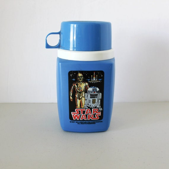 1977 Star Wars Blue Thermos R2D2 C-3PO 8 Oz Size 