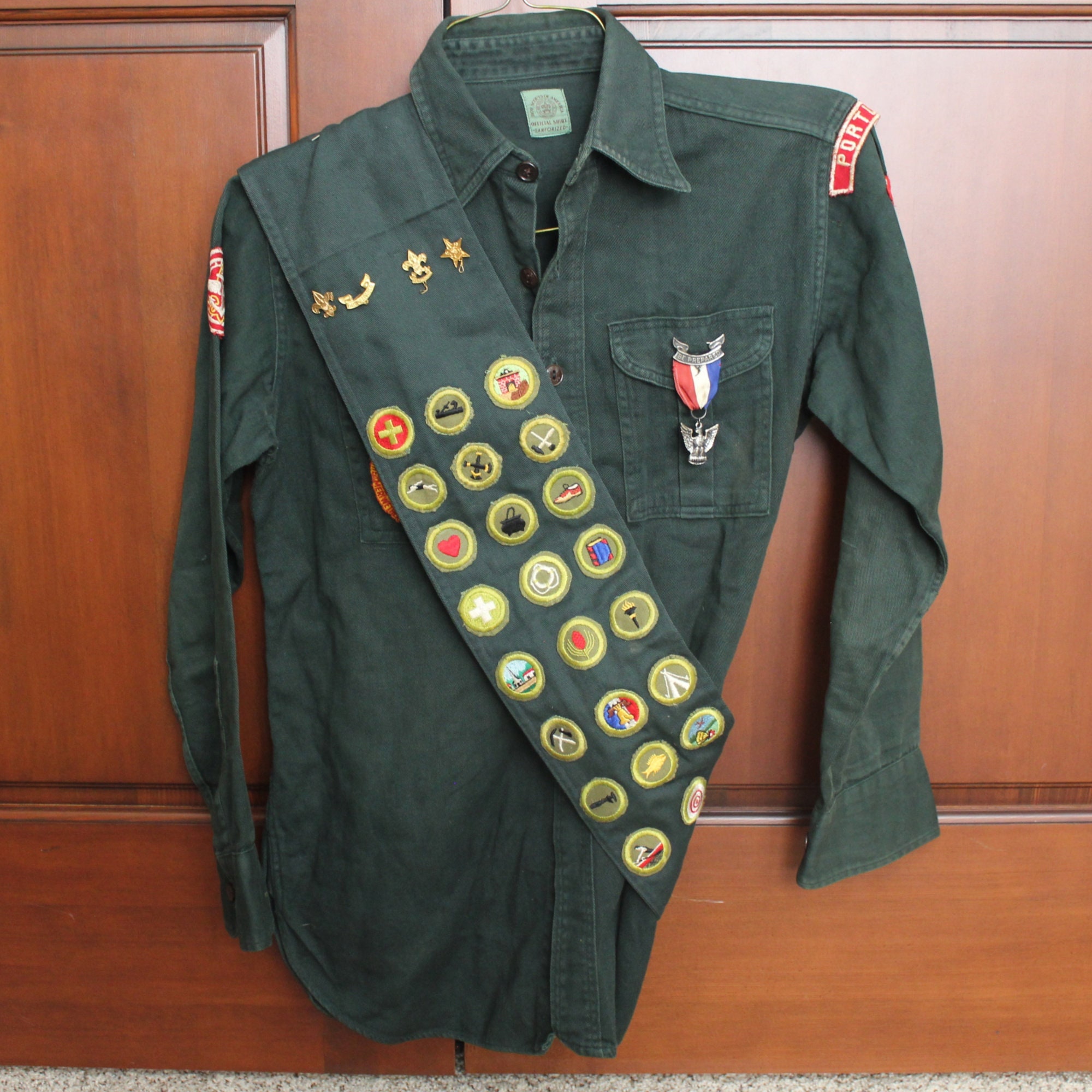 ️60’s【BOYSCOUT】VINTAGE SHIRT 1960s Boy Scout Uniform Shirt, Sash, Patches, Sterling Eagle Pin