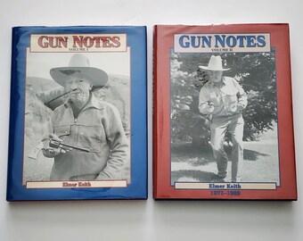 Gun Notes Volume 1 and 2 Books By Elmer Keith, Hard Covers with Dust Jackets