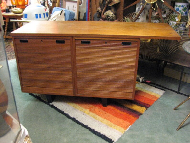 Nipu File Cabinet Credenza With Tambour Door Danish Modern Etsy