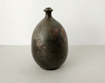 Bizen Ware Japanese Pottery Bottle Vase, Saki, Vintage