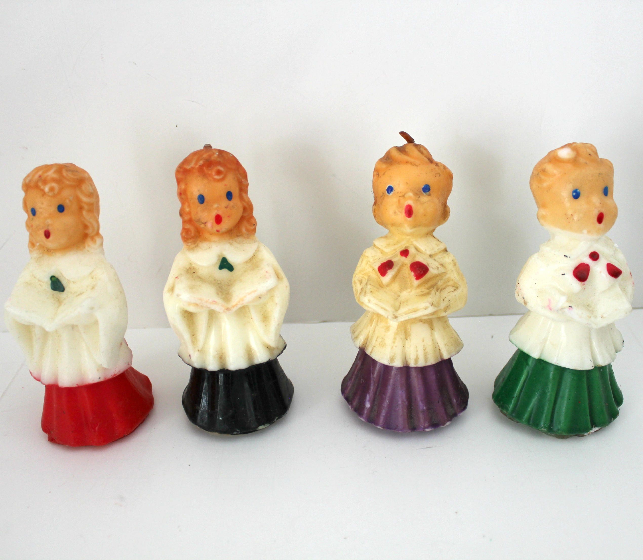 Vintage Large Lamp Post Gurley Candle with 4 Christmas Choir Boys Girls