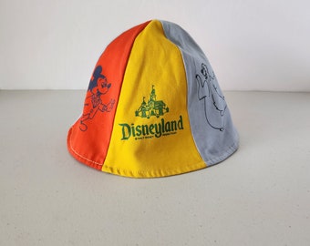 Disneyland Kids Bucket Hat, Mickey, Pooh, Vintage Disney 1960s Souvenir