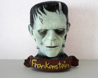 Frankenstein Blow Mold Head Bust Wall Mount Hanging, Vintage 1996