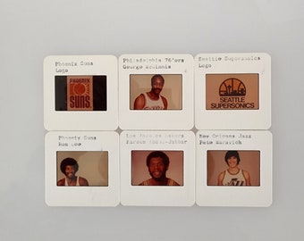 1970s NBA Basketball Lot of 6 Slides, Kareem Abdul-Jabbar, Film Camera Photos, Press Kit