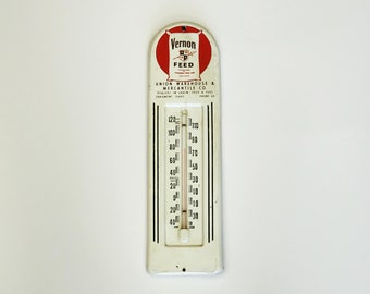 Vernon Feed Metal Advertising  Thermometer, Union Warehouse Mercantile, Craigmont Idaho ID, Vintage 30s 40s