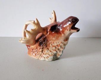 Full Moose Head Bust Creamer Samples Austria Vintage Ceramic