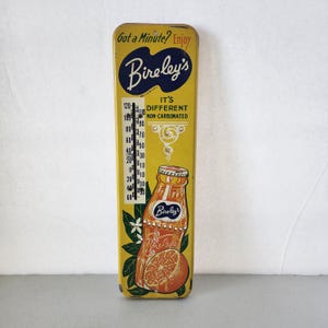 Bireley&#39;s Orange Drink Thermometer Vintage 1940s, Metal Advertising