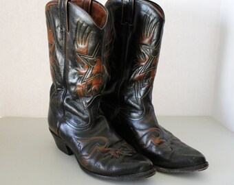 Vintage Boulet Cowboy Boots Size 9 1/2 9.5 Eagle Star Phoenix