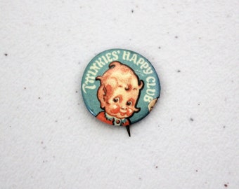 Twinkies Happy Club Hamilton Brown Shoe Co Pin Button, Vintage 1920s Advertising