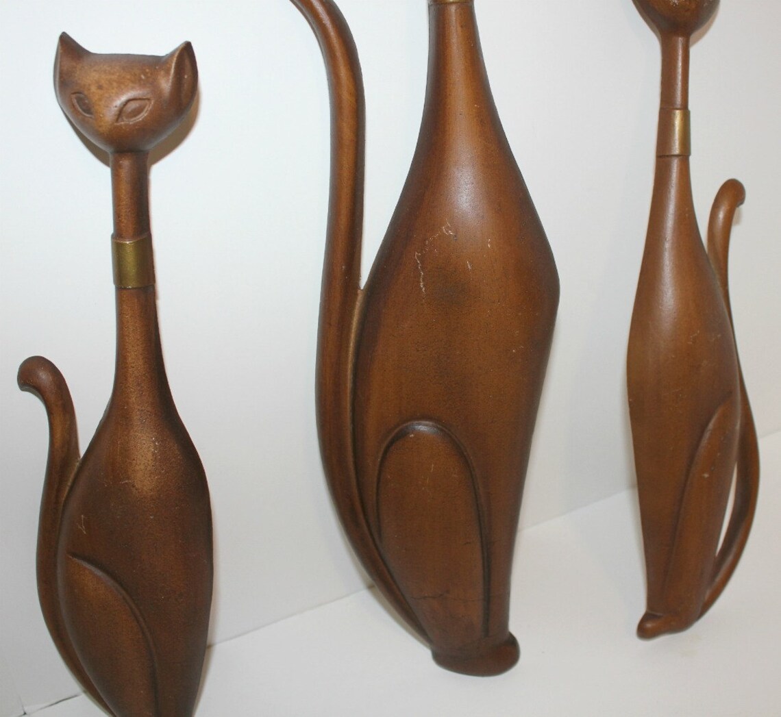 Vintage Cat Set of 3 Sexton Wall Hangings Metal 1960s 60s Etsy