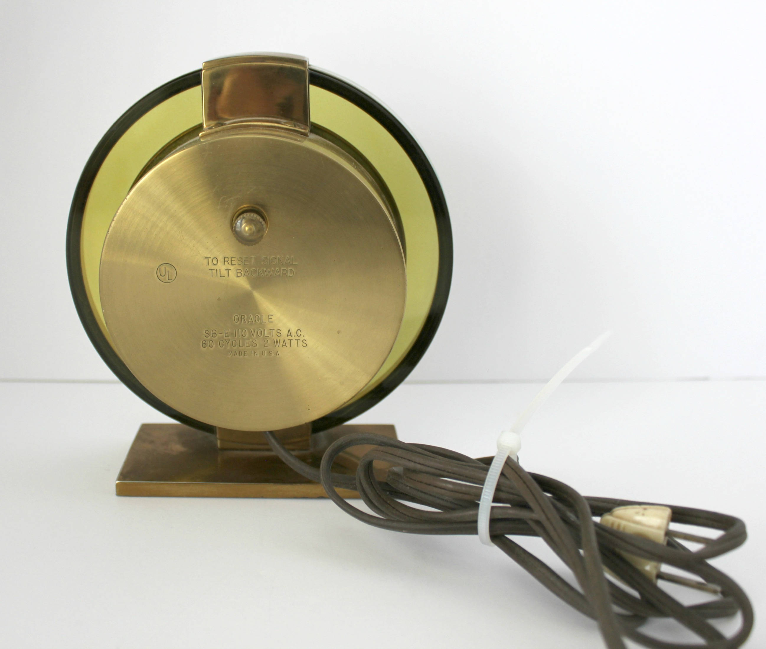 Vintage Westclox Oracle Round Mantel Shelf Clock, Model SE6, 1940s Electric Brass Desk Clock