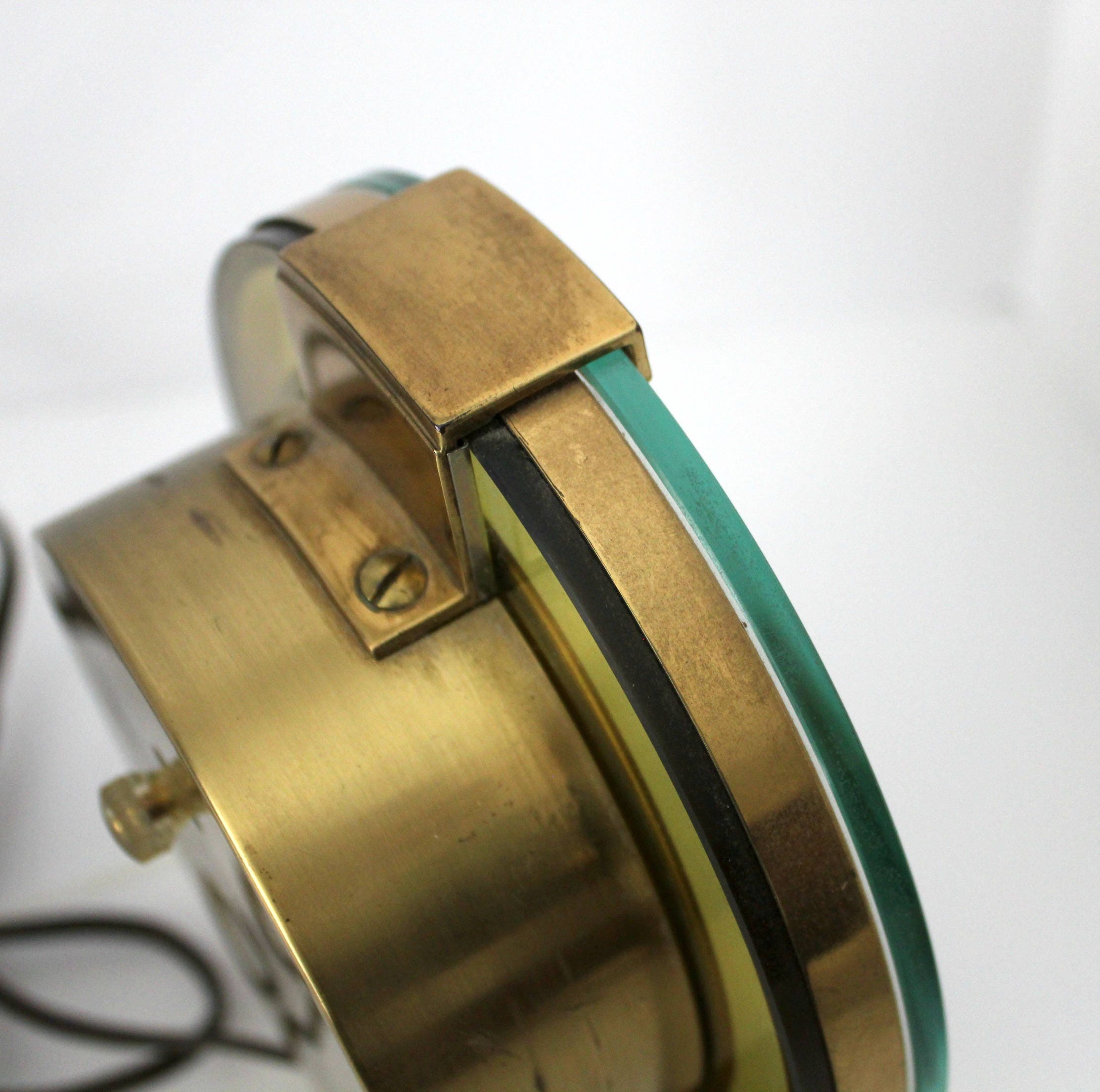 Vintage Westclox Oracle Round Mantel Shelf Clock, Model SE6, 1940s Electric Brass Desk Clock