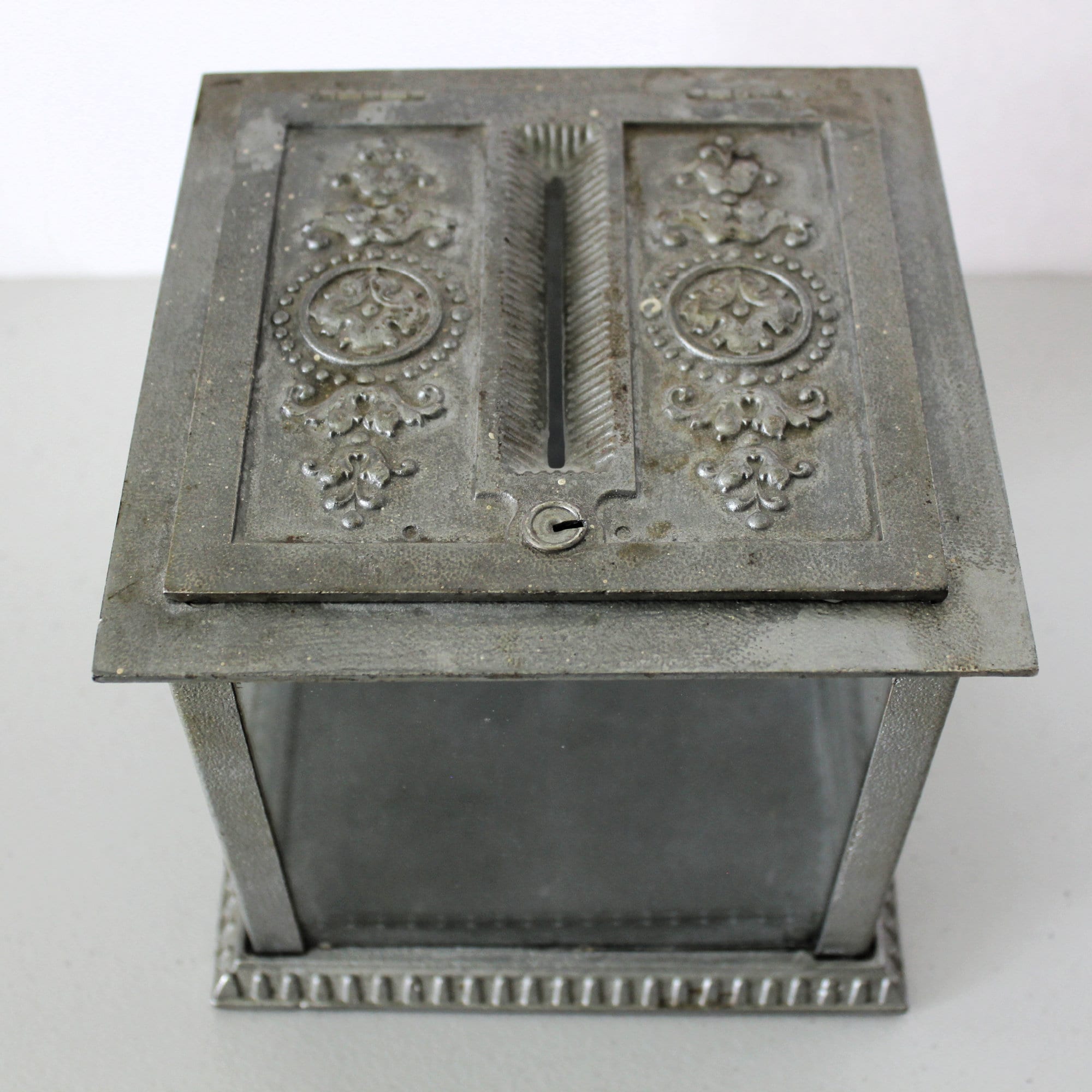 Reserved for Bob 1920s National Cash Register Receipt Box, Metal, Glass