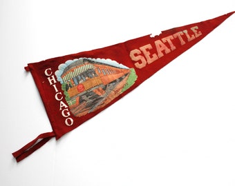 1930s Chicago Seattle Route The Olympian Train Pennant, Empire Builder Railroad