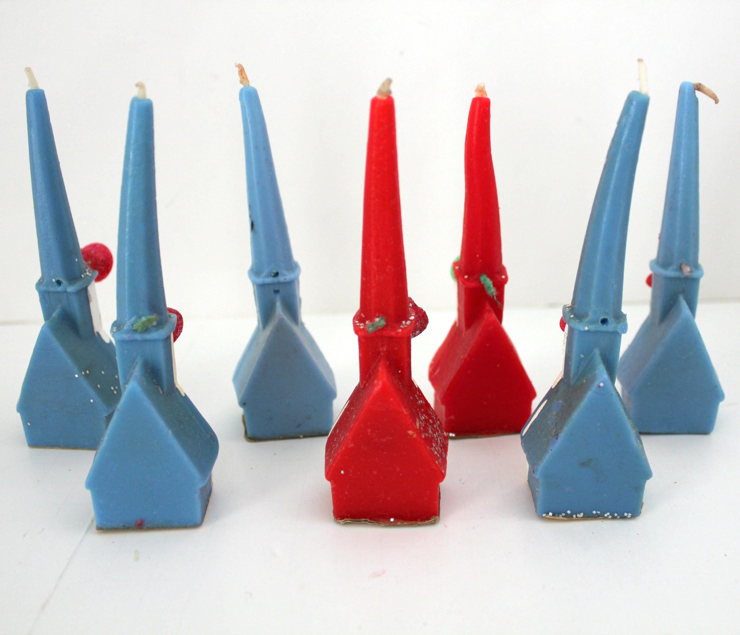 11 VIntage Gurley Candles, Christmas Nativity Scene and Churches