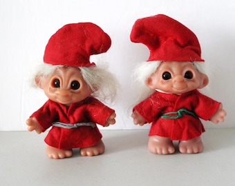 Pair Thomas Dam Trolls Elf Elves Christmas Red Dolls